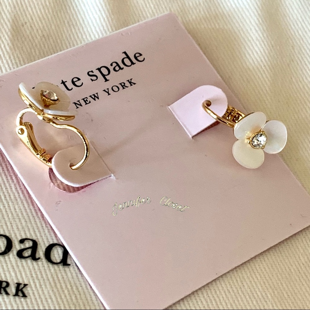 NWT! Kate Spade Disco Pansy Leverback Earrings - Picture 6 of 8